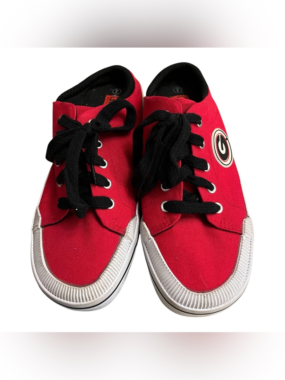 Georgia Bulldog Red Canvas Lace-Up Mules with Black Laces - Casual Slip-On Style